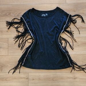 Affliction Black Fringe Tee